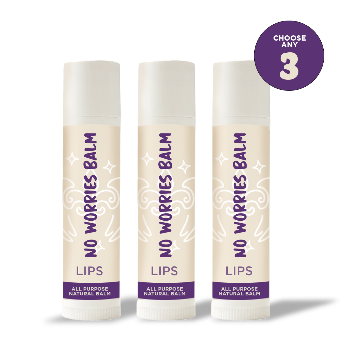 NO WORRIES LIP BALM: 3 pack