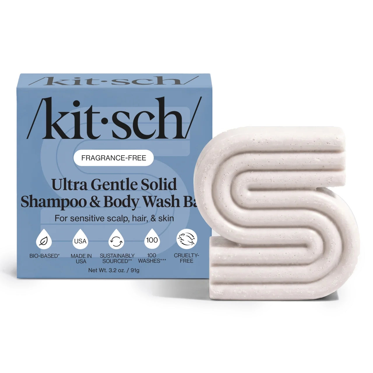 KITSCH Ultra Sensitive Shampoo & Body Wash Bar Fragrance Free