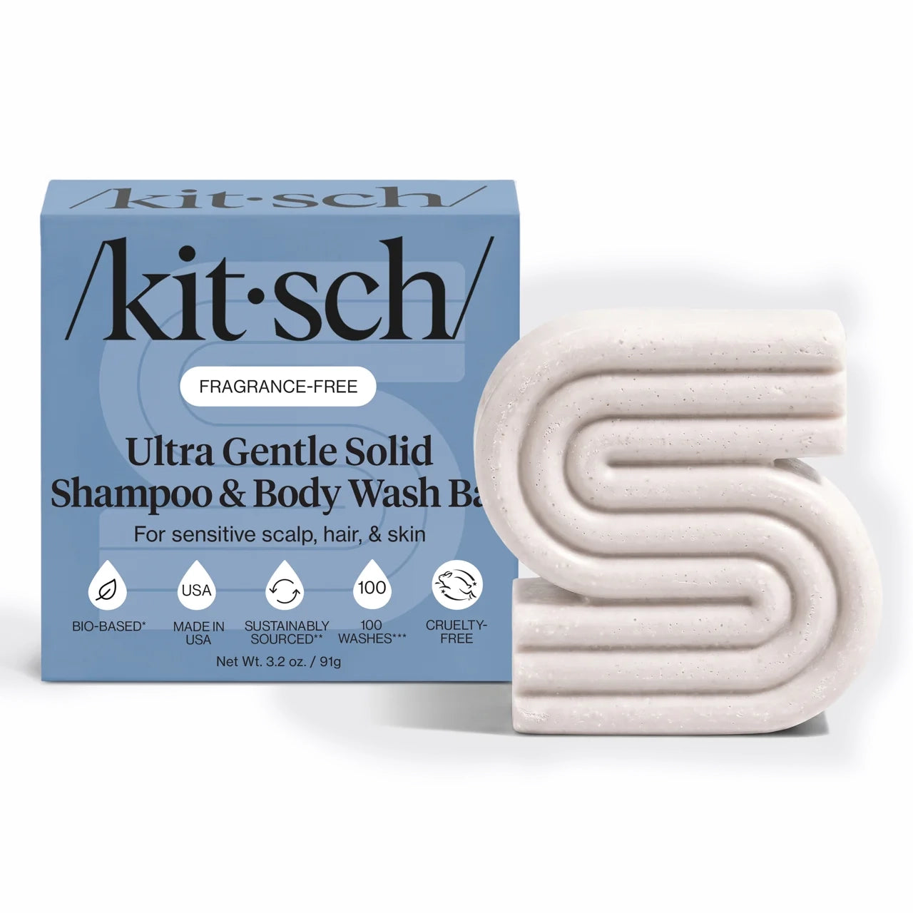 KITSCH Ultra Sensitive Shampoo & Body Wash Bar Fragrance Free