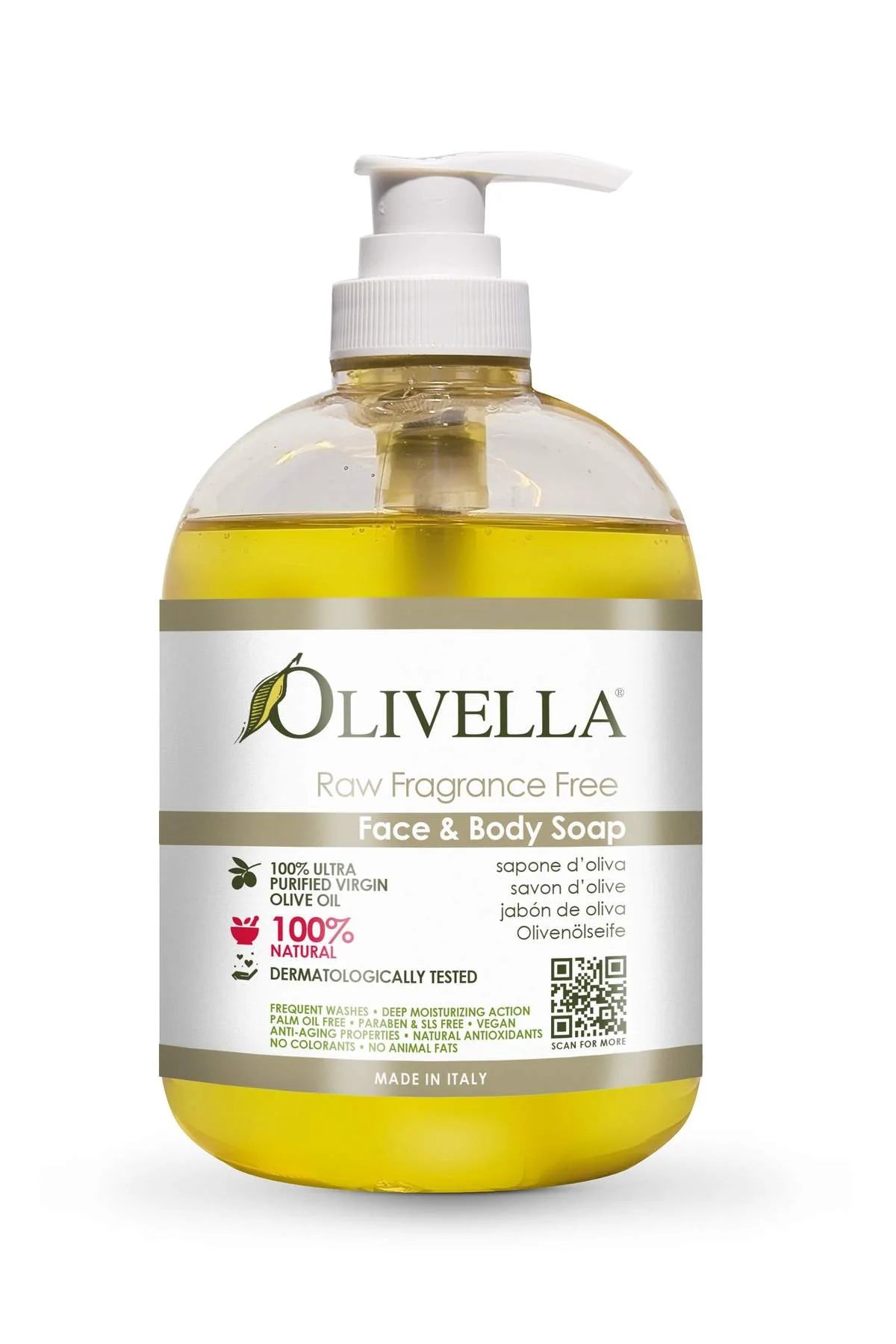 OLIVELLA Face & Body Liquid Soap—Raw Fragrance Free