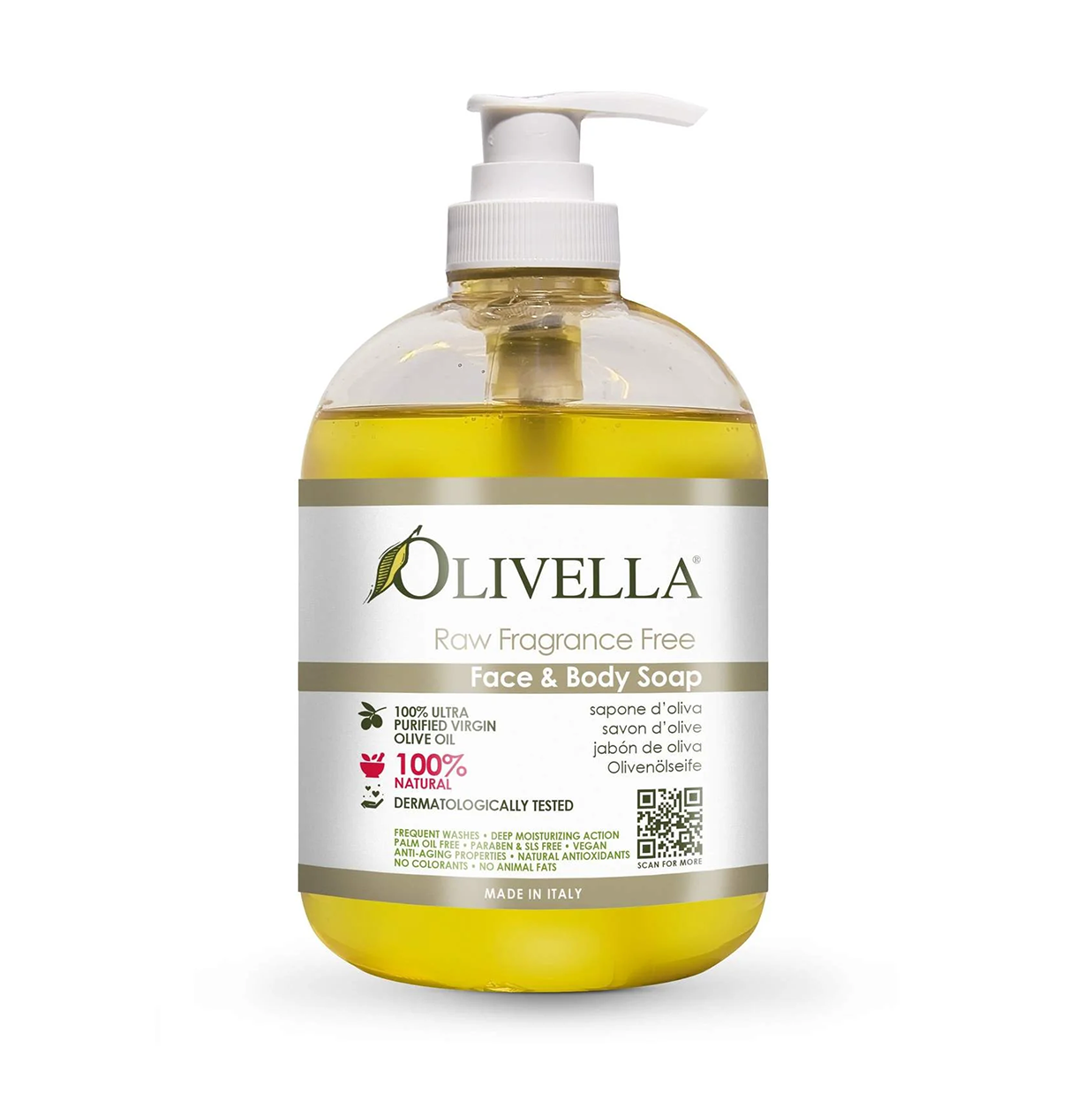 OLIVELLA Face & Body Liquid Soap—Raw Fragrance Free
